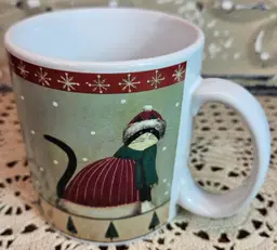 Oneida Holiday Cats Mug Fiddlestix Red Cape 12 oz