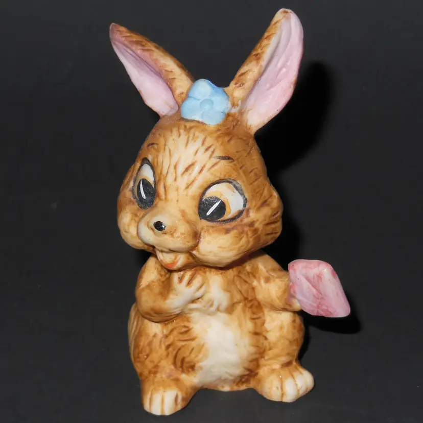 Vintage 1980's LEFTON Anthropomorphic
Bisque Brown Bunny Rabbit, Easter Bunny Figurine