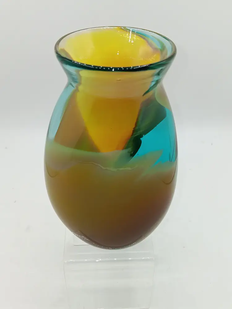 Multi colored Art glass vase