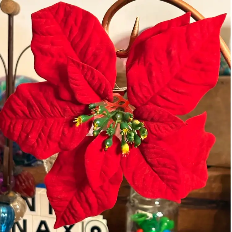 Clip On Red Poinsettias 8 Inch Flower