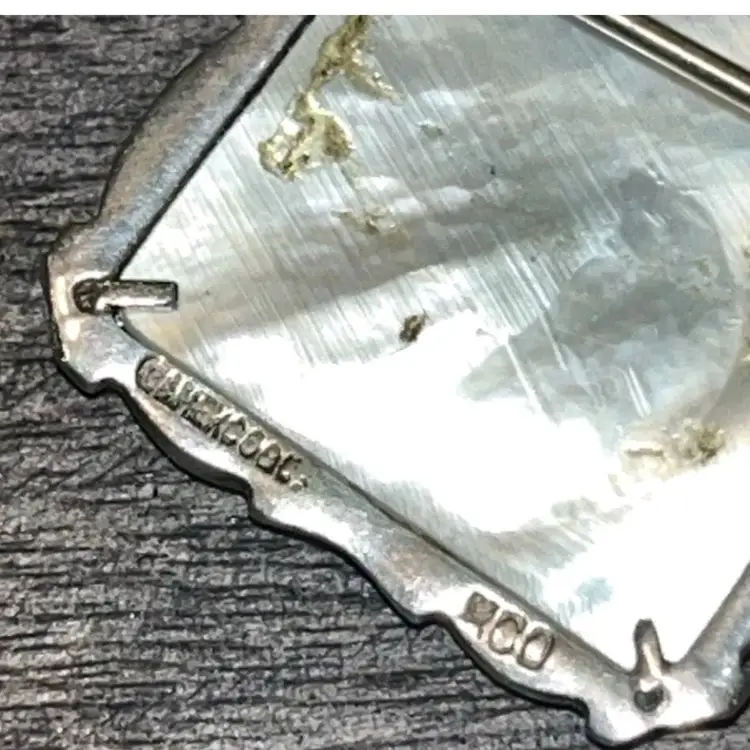 Vtg Camexco 800 Carved Shell Cameo Brooch Pendant Matching Earrings Abalone Set