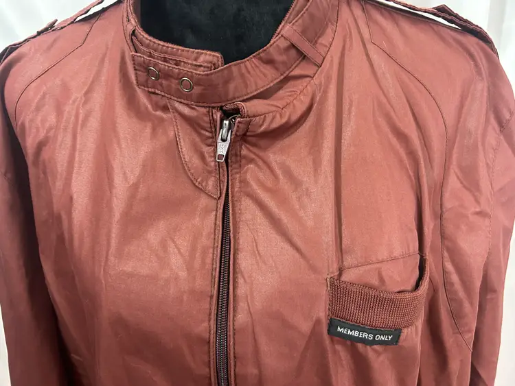 Vintage Men's Maroon Members Only Bomber Racer Jacket 2/3X