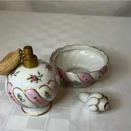 I Rice Perfume Bottle, Bottom Of Dresser Dish, Additional Stopper-As Is