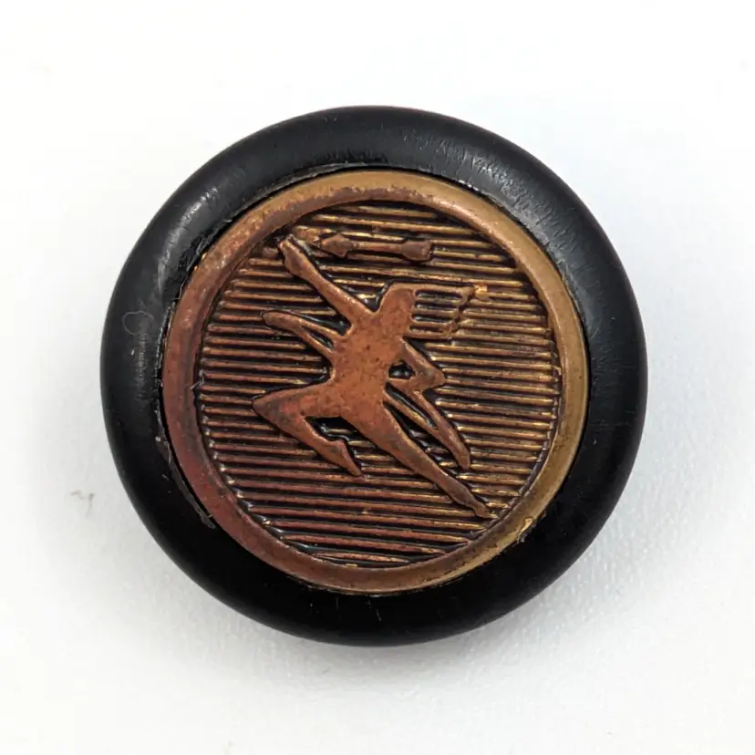 Cellulose Archer Cupid Black & Brass Button