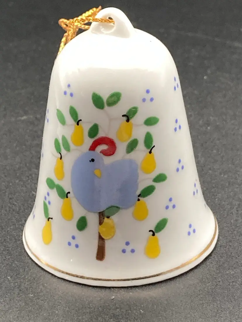 Lillian Vernon 1988 Partridge In A Pear Tree Mini Bell (2 1/4” Tall 1 1/2” Wide)