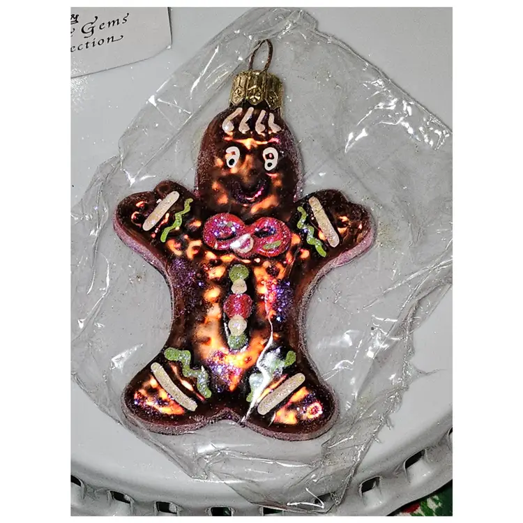 New Sealed Xmas Vtg Retired Radko GEM Gingerbread Spicy Folks 3" Ornament 2 Sided