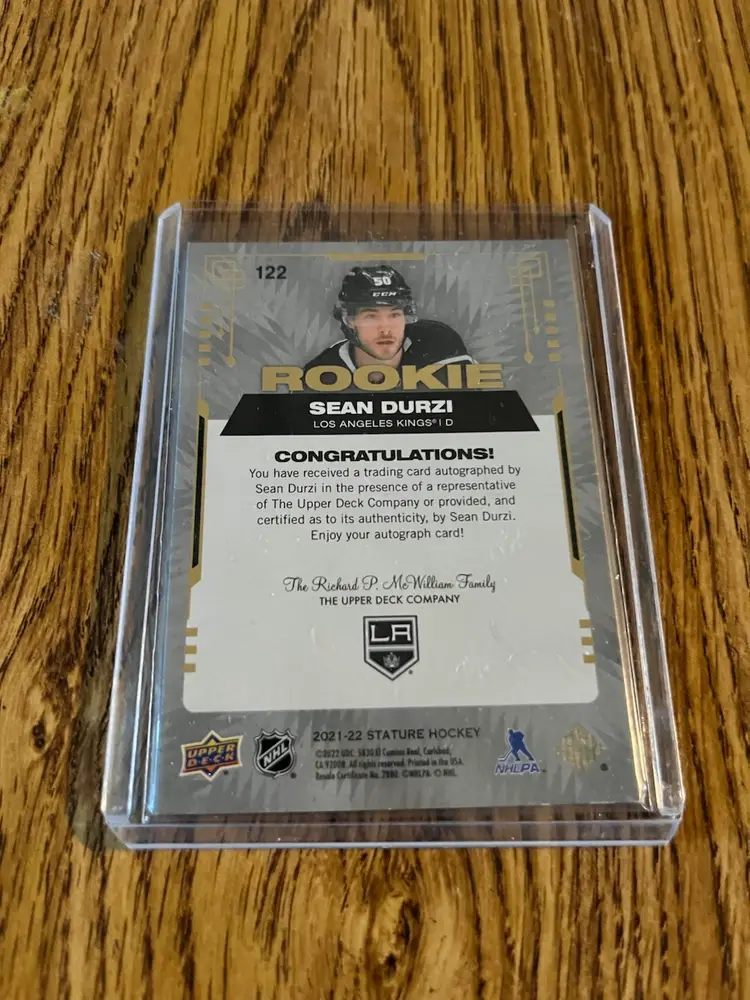 2021-2022 UD Stature Rookie Sean Durzi Auto