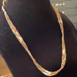 Silver Rose, Gold And Gold Tone, Braided Necklace