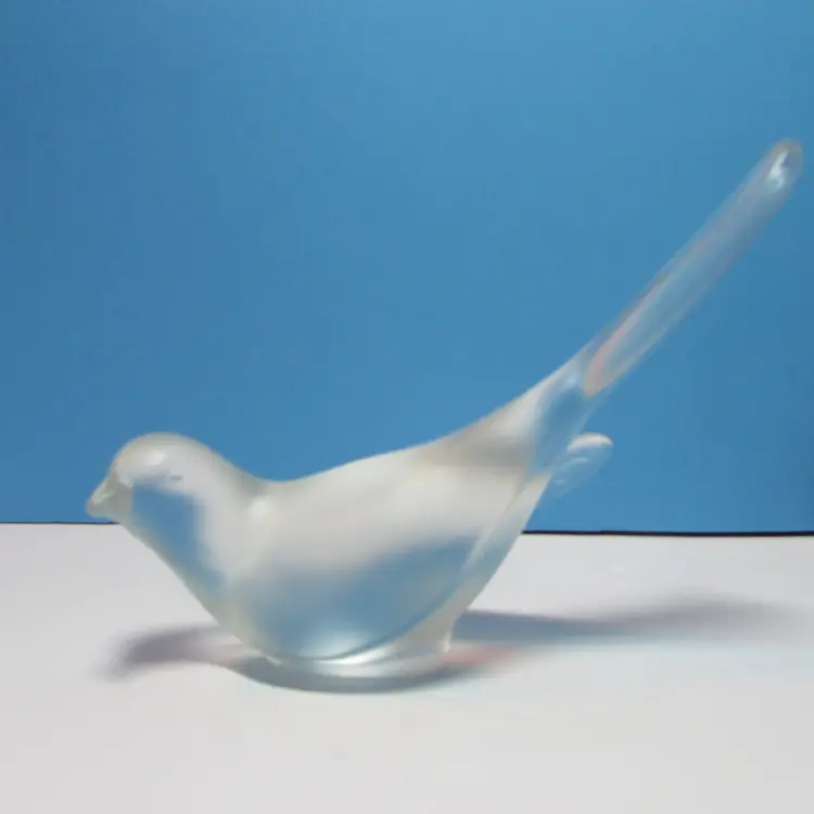 vintage clear frosted Fenton long tail bird figurine