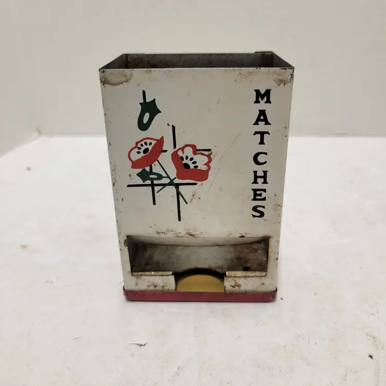 Vintage Wall Hanging Tin Match Stick Matches Holder