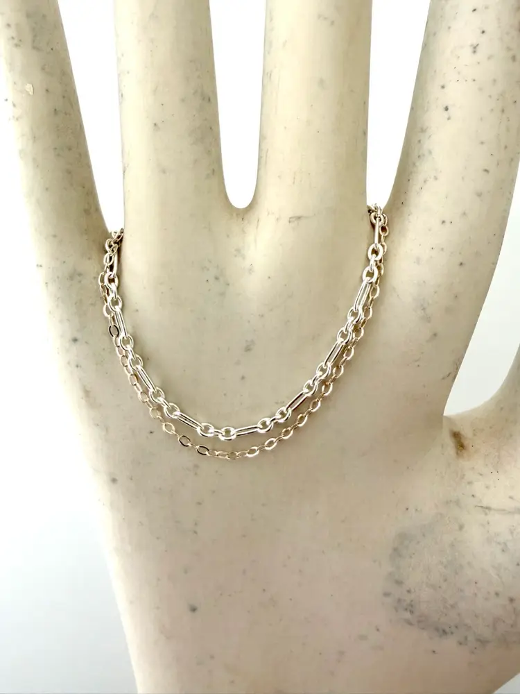 Minimalist Double Chain Sterling Silver Bracelet
