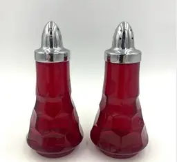 Viking Georgian Ruby Red  Glass Salt And Pepper Shakers
