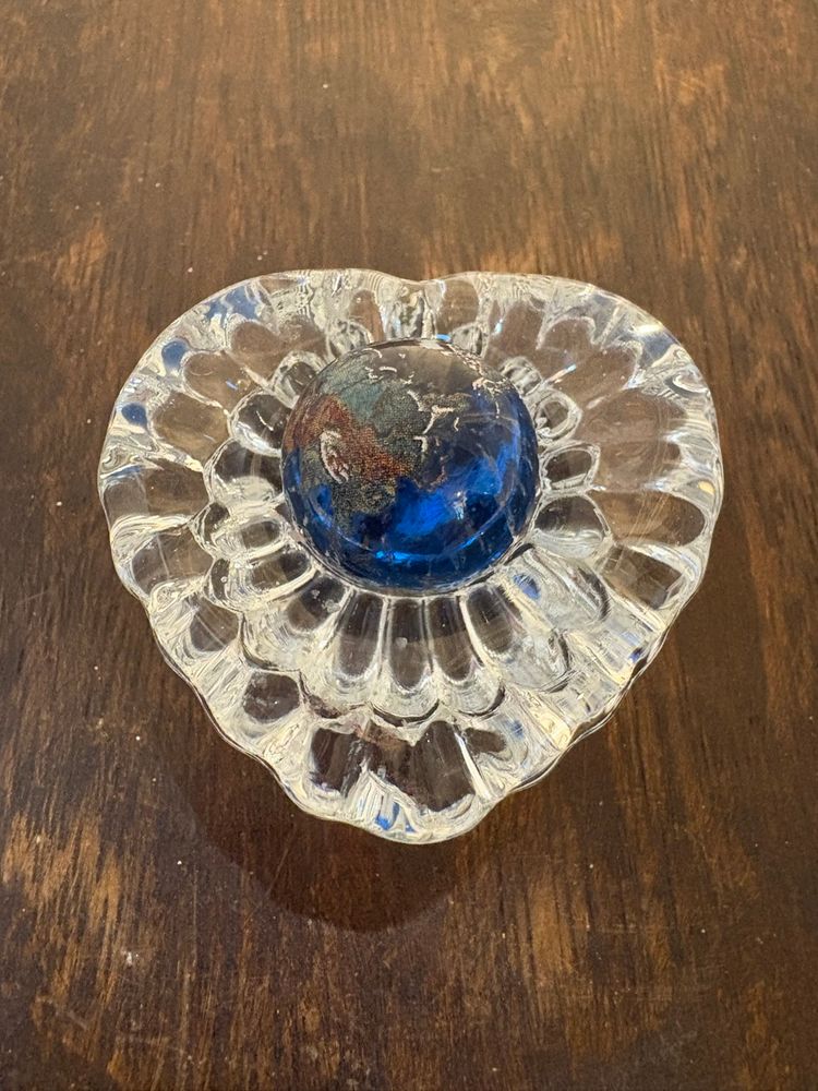 Glass Taper candle/ Marble Holder Heart Shape Great for Marble Display
