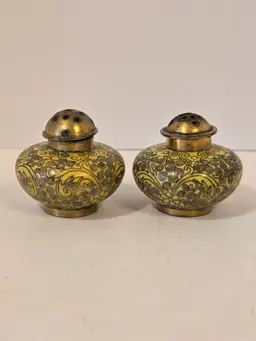 Yellow Cloisonne Salt & Pepper Shaker Set
