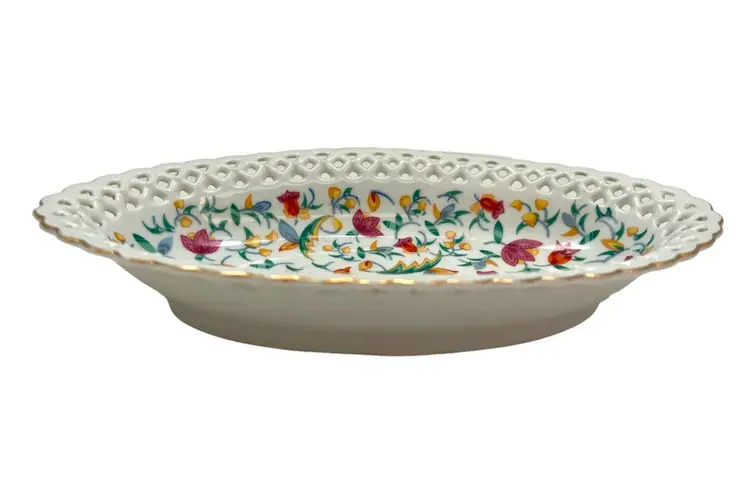 German Floral
Chinz Reticulated Oval Serving Bowl Display Bowl