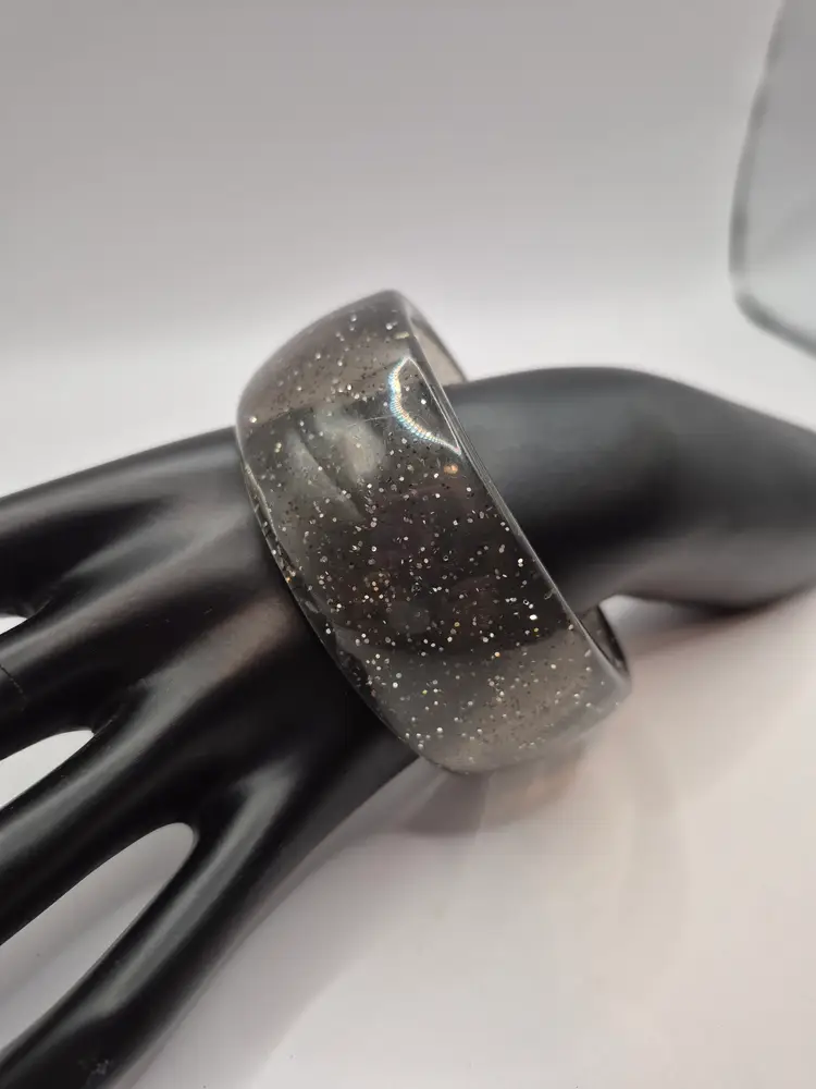 Smokey Glittery Chunky Retro Bangle Bracelet 5"