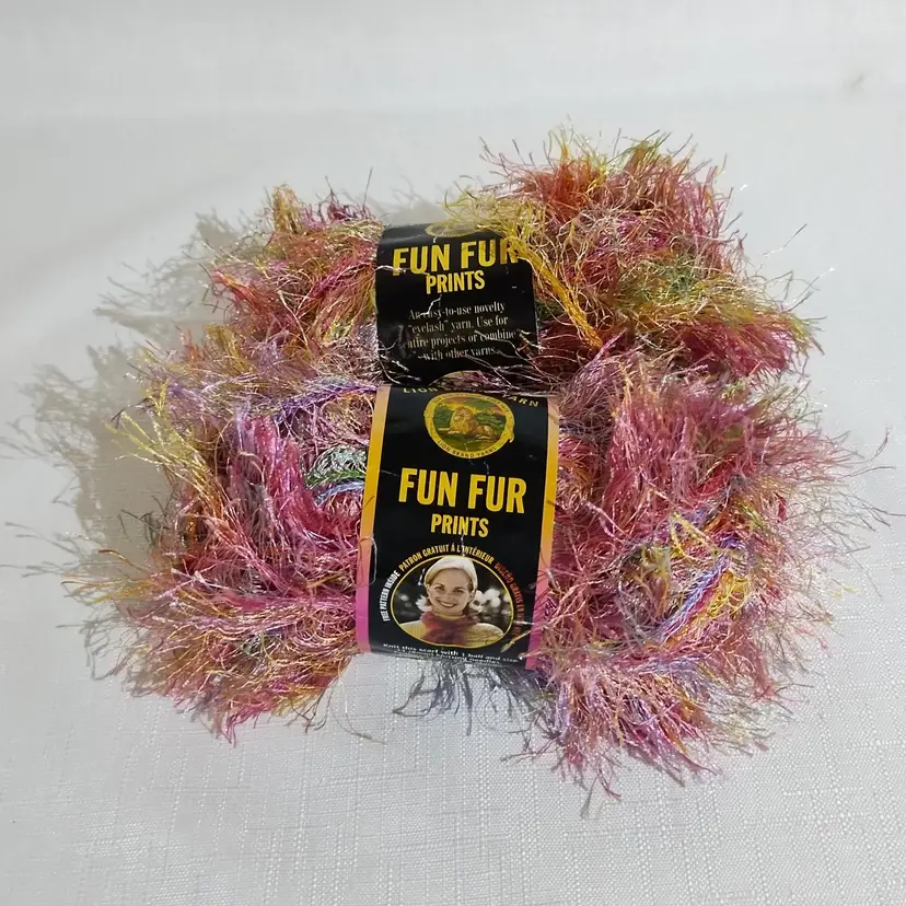 Set Of 2 Lion Brand Fun Fur Prints "Confetti" Polyester Yarn