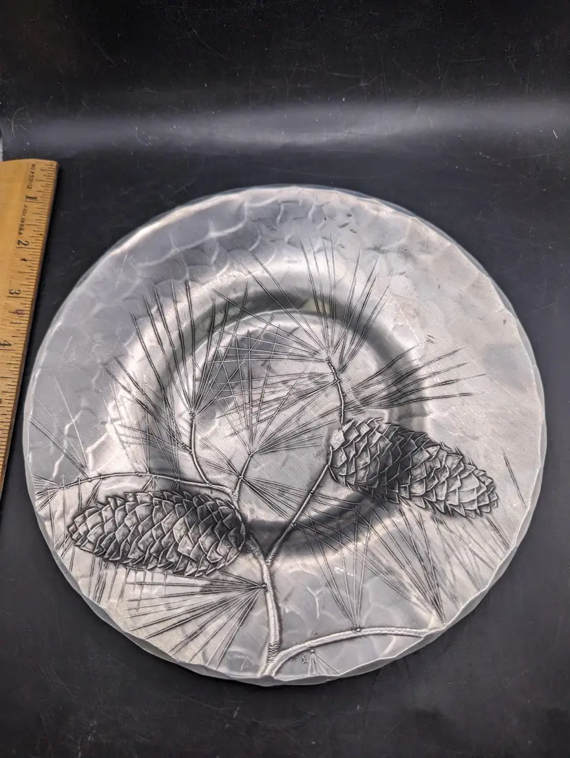 Vintage Wendall August Forge Pewter Pinecone Decorative Plate