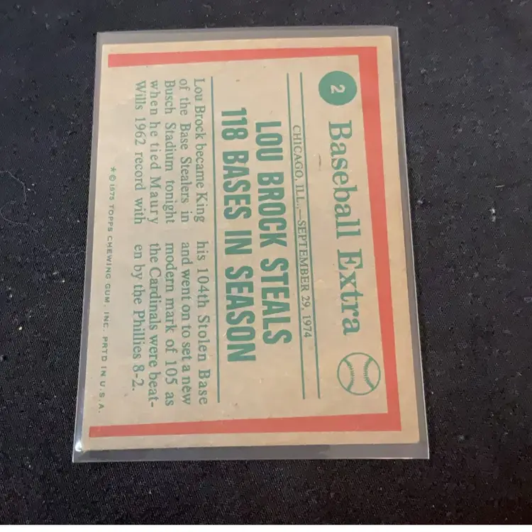 1975 Topps Baseball #2 Lou Brock 74 Highlights