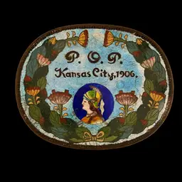 P.O.P. Kansas City Souvenir Art Nouveau Glass Tray 1906