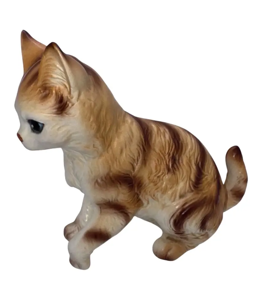 Lefton Exclusives Japan Orange Tabby Cat Figurine Porcelain Matte H6364 Vintage