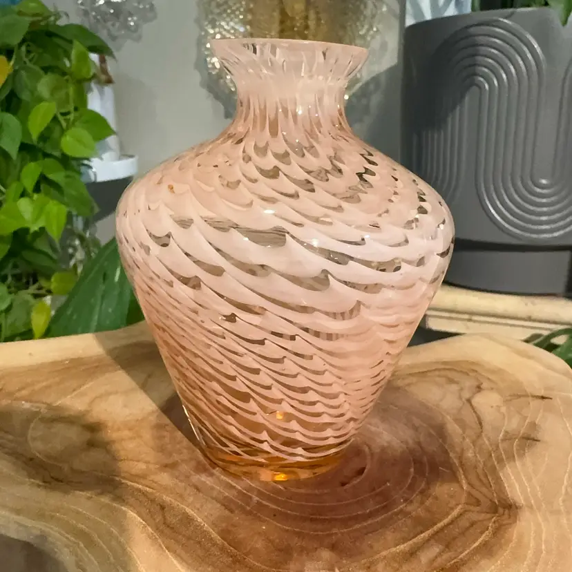 Vintage Pink Art Glass Vase