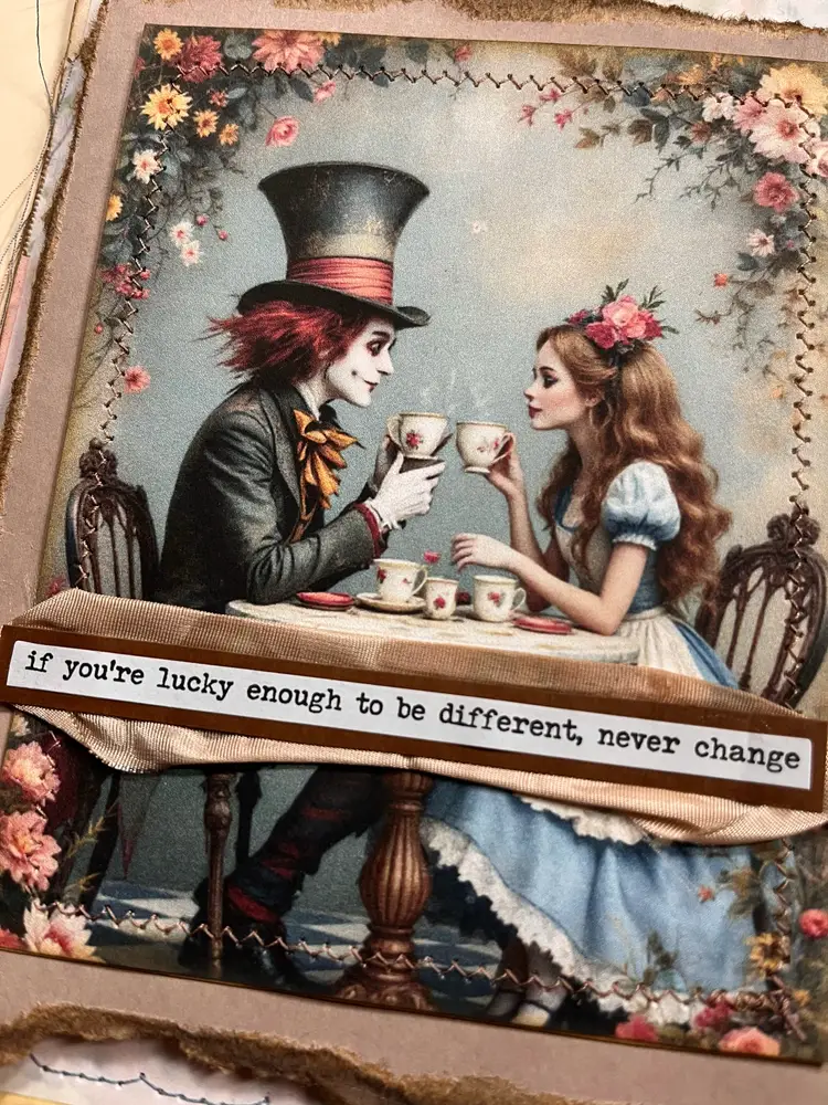 Large Tag Alice in Wonderland Tea Time Inspired