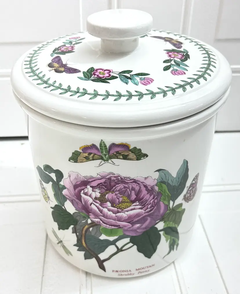 Vintage Portmeirion Botanical Peony Ceramic Canister Jar