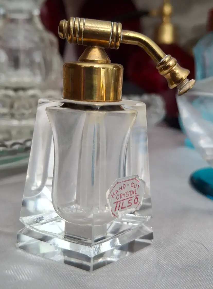 210 Vintage Tilso Hand-Cut Crystal Perfume Atomizer Bottle – Art Deco Style – Japan