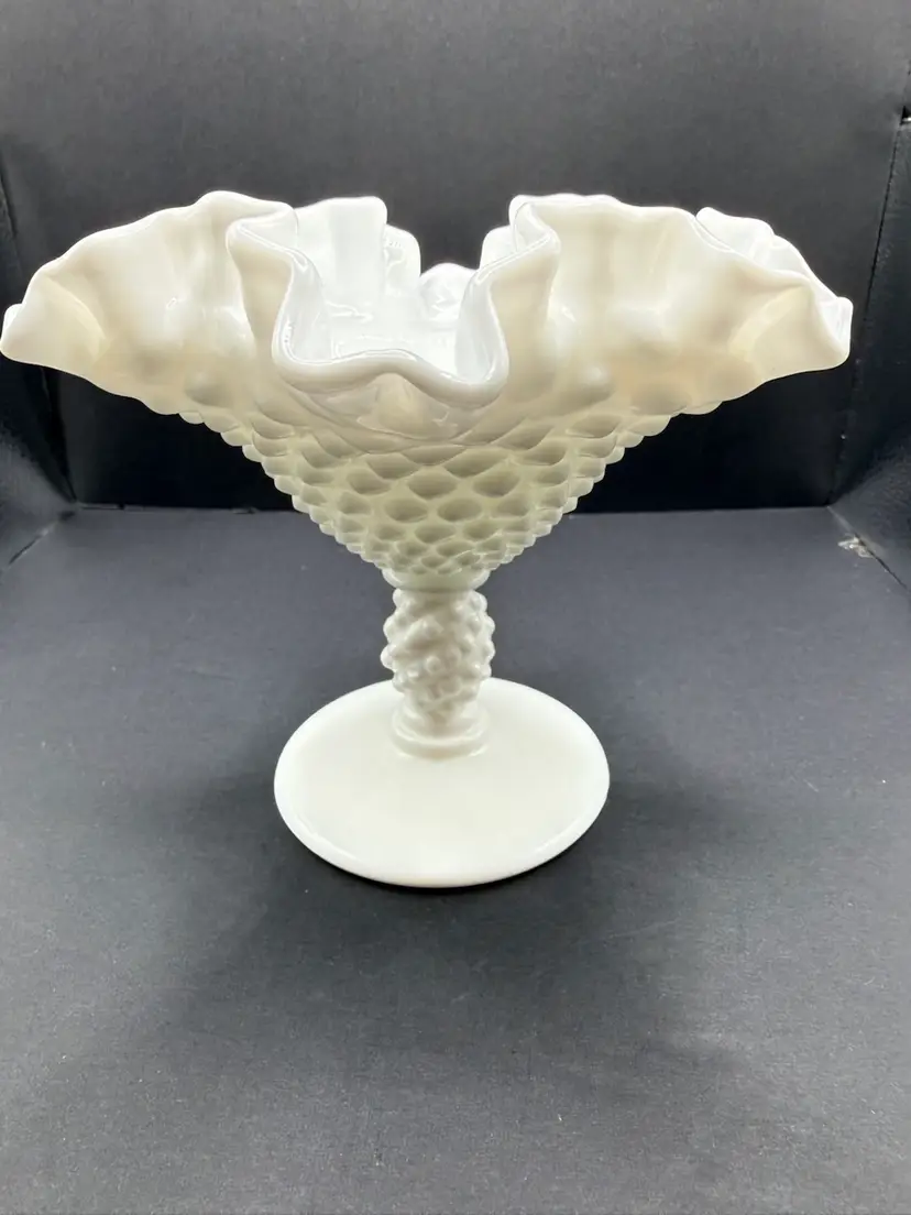 Fenton Milk Glass Hobnail Comport