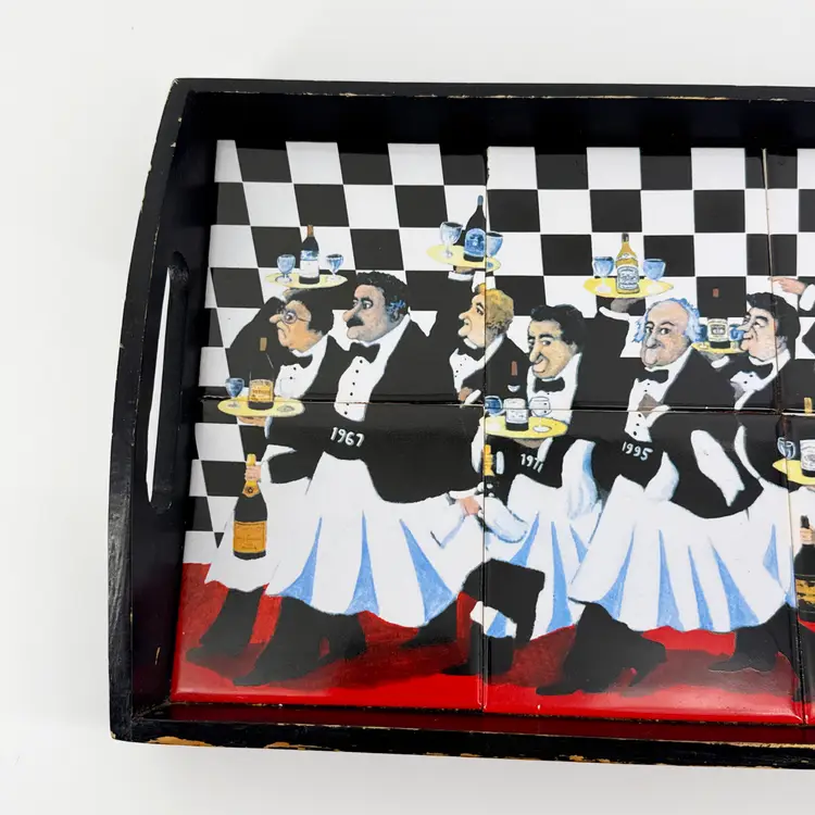 Guy Buffet "Charge Of The Bottle Brigade" Tile Insert Inlay 13"x9" Serving Tray