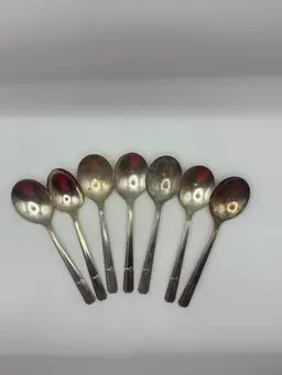 Lot Of 7 Vintage Silver Plate Soup Spoons 7”