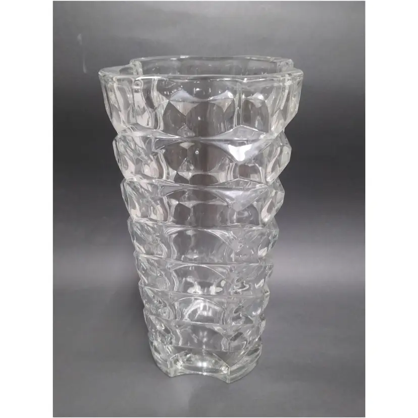 Luminarc Verrerie o'Arque French Crystal Vase Geometric 10" Tall 1970s