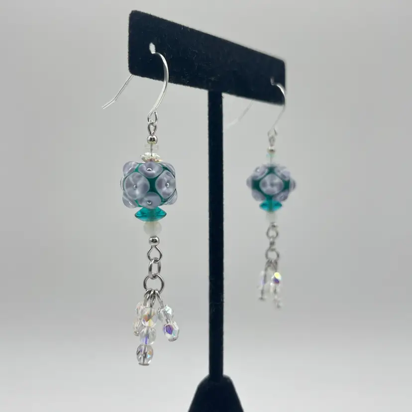 #127 "Amalfi Coast" Series - Handmade by Me -- Vintage Lampwork Earrings
