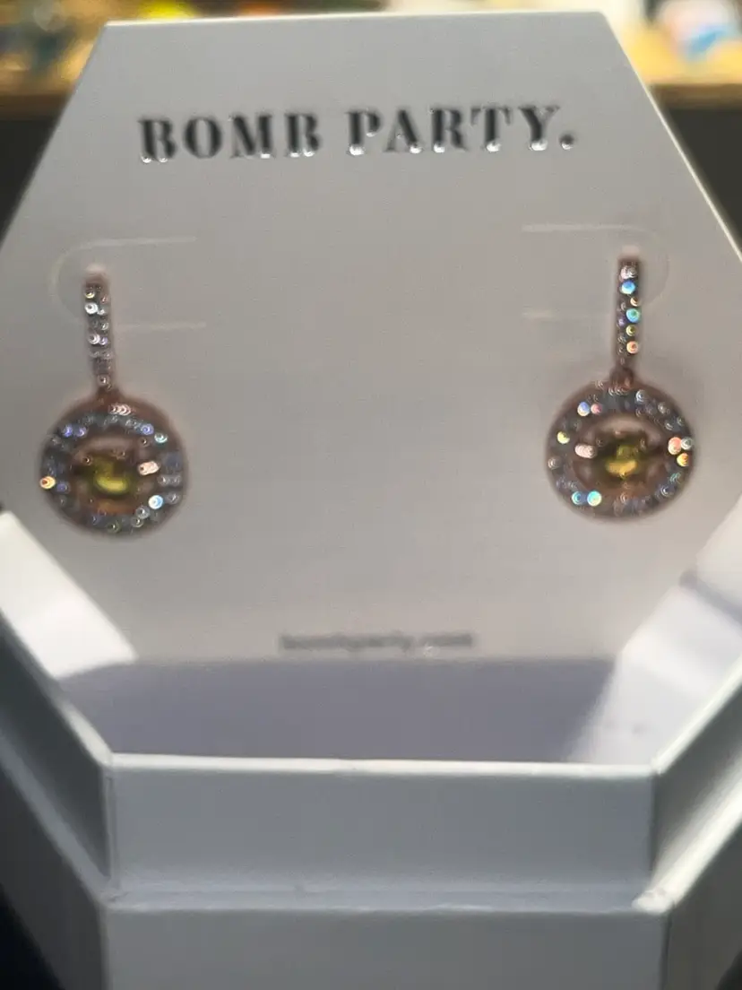 Bomb Party 2372 Ombre Peridot On Rose Gold Hoop Dangle Earrings