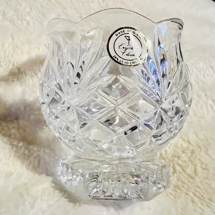 Crystal Votive (Crystal Clear Co.) Candle Holder New tag 24% PBo Lead Crystal