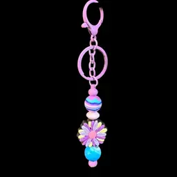 Silicone Flower Beaded Keychain