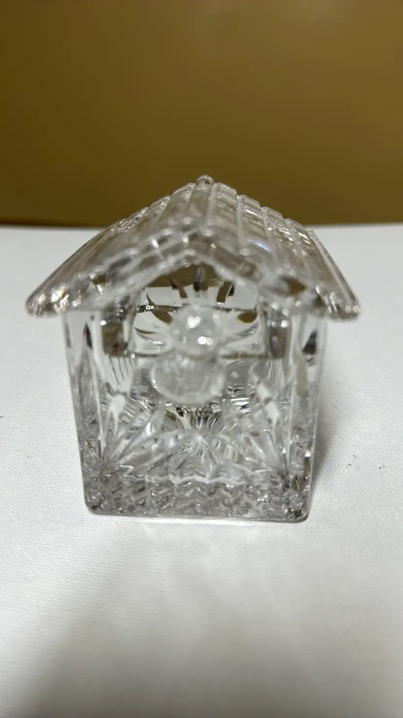 Princess House 24% Lead Crystal Bird House Trinket Box Lidded Germany