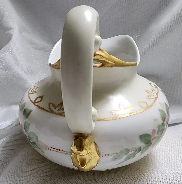 Limoges France T&V Wild Rose Porcelain Pitcher Hand Painted Tresseman Vogt