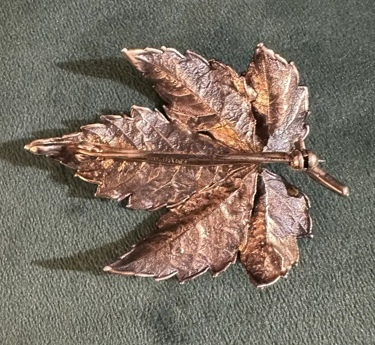 Sterling Silver Tilia Danmark (Denmark) Leaf Brooch Brutalist