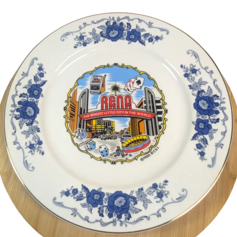 Reno The Biggest Little City In The World Collector Plate Nevada 1988 RTSI 10.5”
