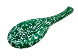 Handblown Art Glass Tasting Spoon Green White Confetti 4.5”