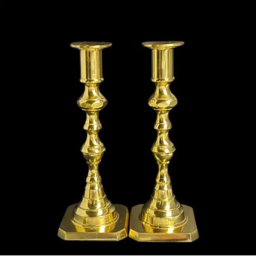 Venus Set Of 2 Vintage Solid Brass Decorative Candlesticks Japan
8” T x 3” W