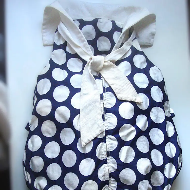 Vintage 1960s SUNTOGS of MIAMI Navy White Polka Dot Sailor Collar Child Romper + Hat