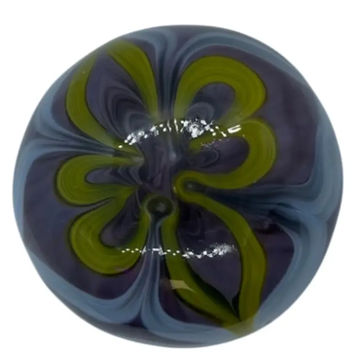 Stunning Opaque Glass Paperweight Purple/Yellow/White