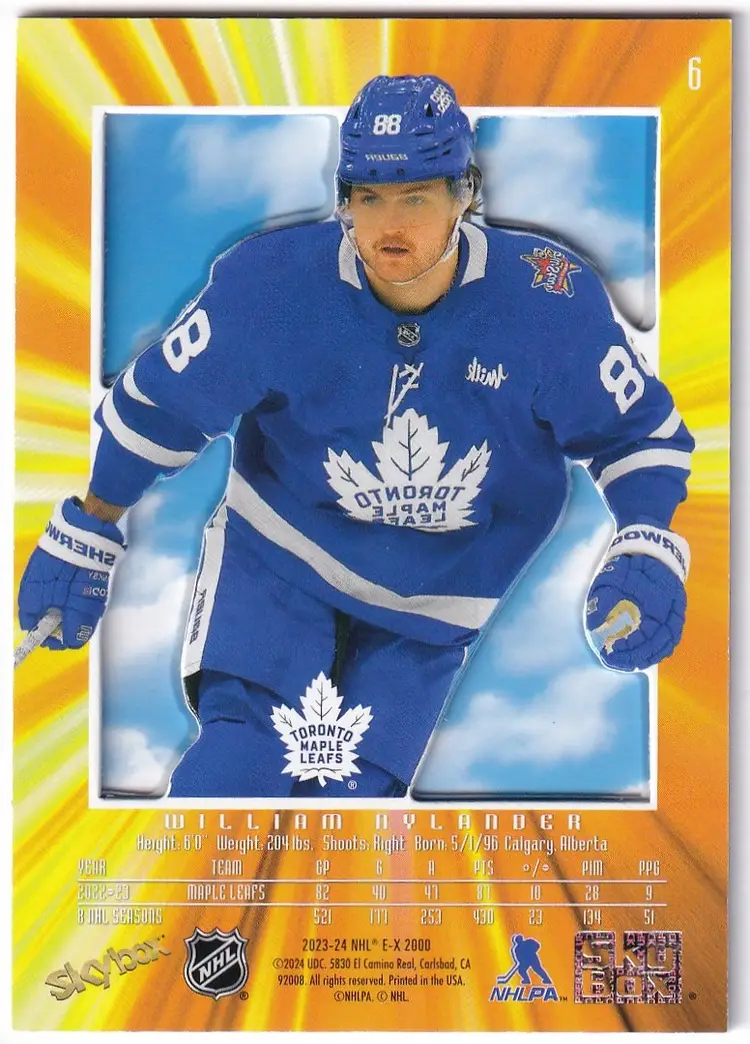 2023-24 E-X2000 #6 William Nylander Toronto Maple Leafs Hockey Card