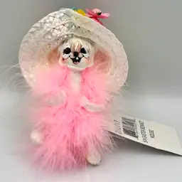 Annalee Dolls Spring 5 " Easter Bonnet Pink Boa Mouse 200717 - 2017 Retired EUC