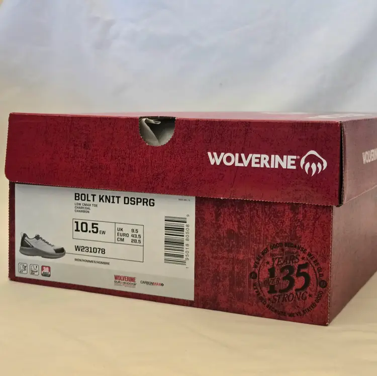 Wolverine Mens Bolt Knit Carbon Toe Work Shoes Cement Size 10.5 EW NIB W231078