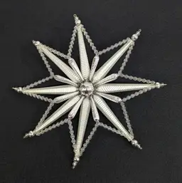 Vintage Christmas Star Tree Topper Clip-on Glass Beads Starburst Czech Republic