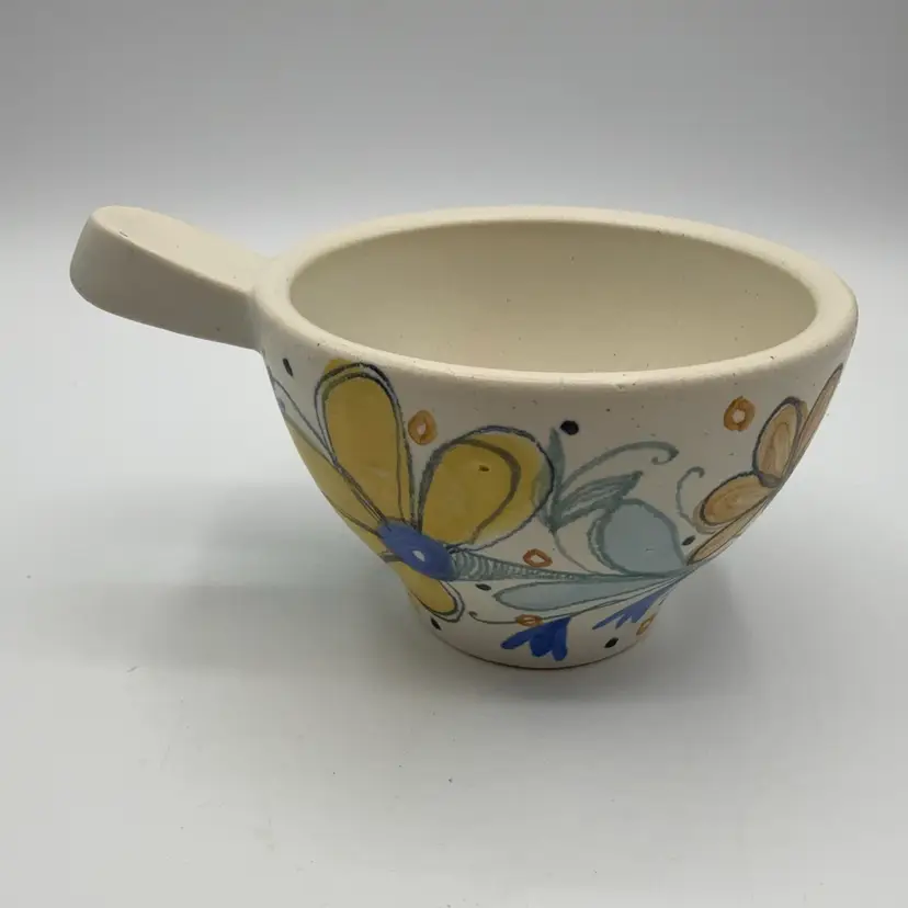 Pottery Candle Holder Chamber Stick Made In Finland Fun Floral Design